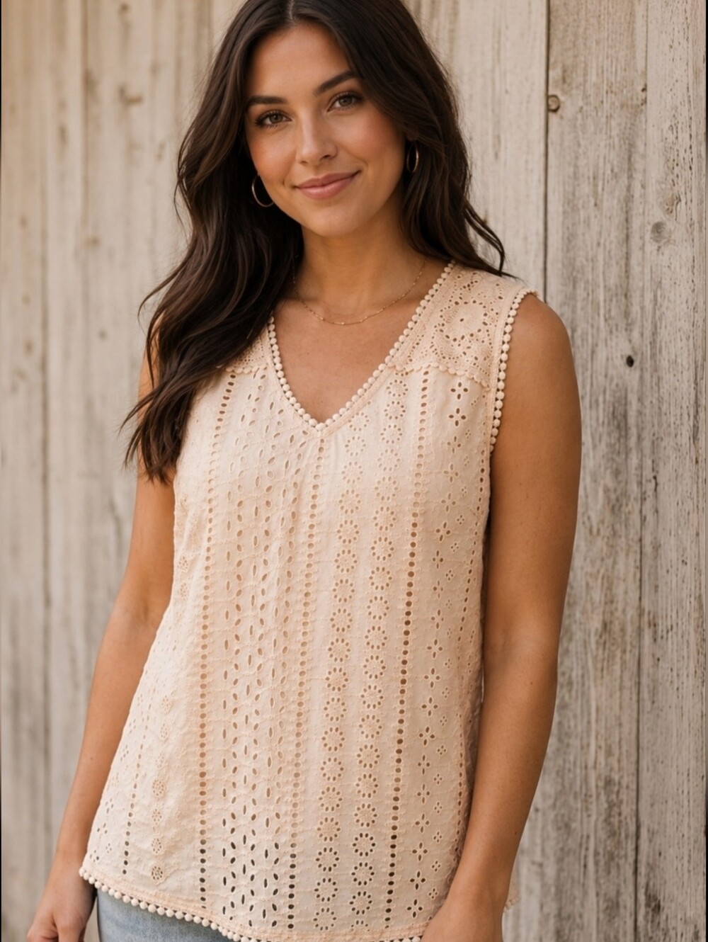 Joie Eyelet Lace Boho Sleeveless Top, Shirt Small